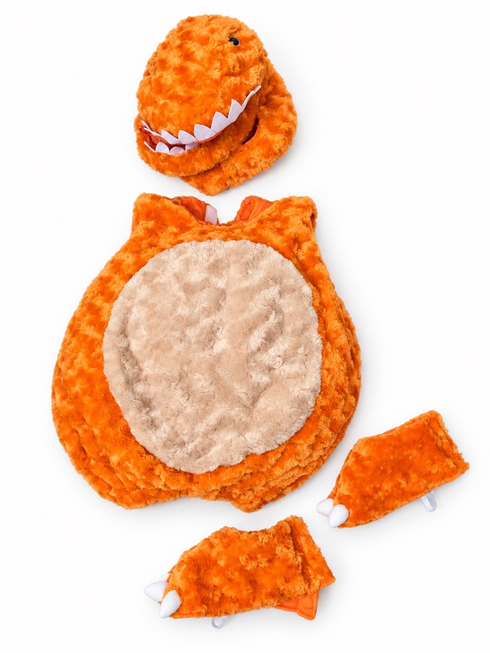 Orange Plush Dinosaur Costume Set for Kids - Soft Play Outfit